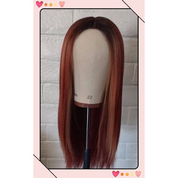 Gorgeous Burgundy & Copper 26" Multi Fiber Blend Wig - Picture 1 of 9